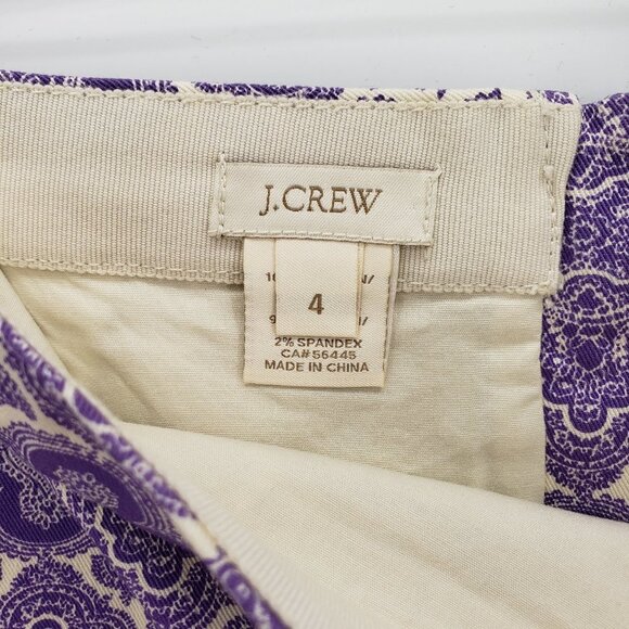 J. CREW Purple Medallion Paisley Cotton Twill No. 2 Pencil Skirt 4 - Picture 6 of 9